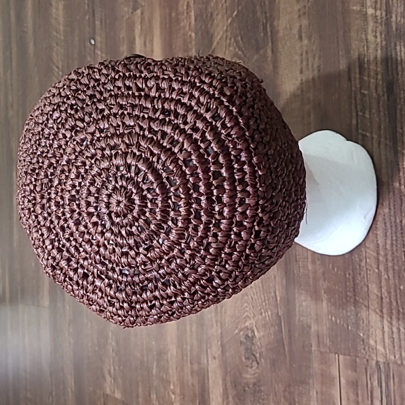 Studio Clip Brown Woven Straw Newsboy Hat Cap - Picture 5 of 6